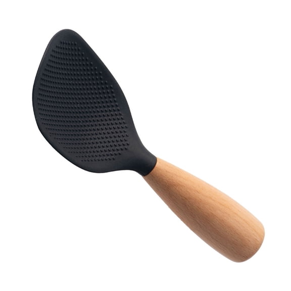 YongCo Ergonomic Silicone Spoon with Wood Handle Non-stick Rice Spoons Rice Shovels Kitchen Supplies Kitchen Utensil for Rice