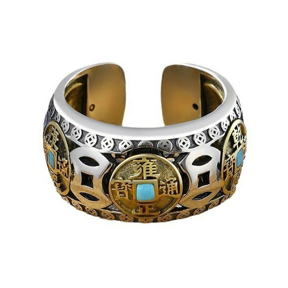 YongCo Fidgets Spinner Ring with Ancient Coin Design Adjustable Size Anxiety Reducing Jewelry