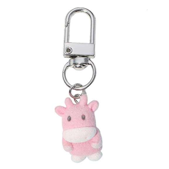 YongCo Flocking Cow Dog Pendant Keychain Animal Shaped Key Chain Fashionable Keyring Jewelry Camera Bag Decors Handmade Gift