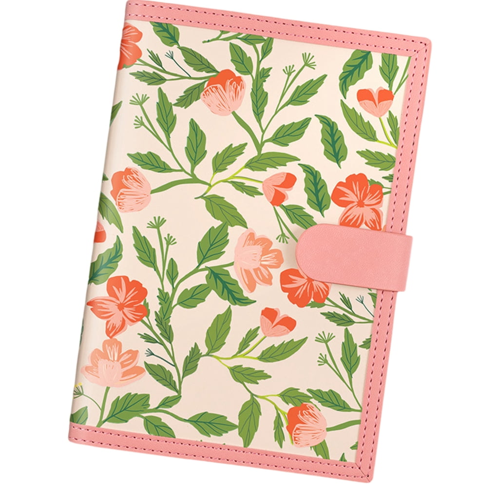 YongCo Flower Print Notebook 224 Pages Wide Lined Leather Notebook Journal 8.5x5.7Inch