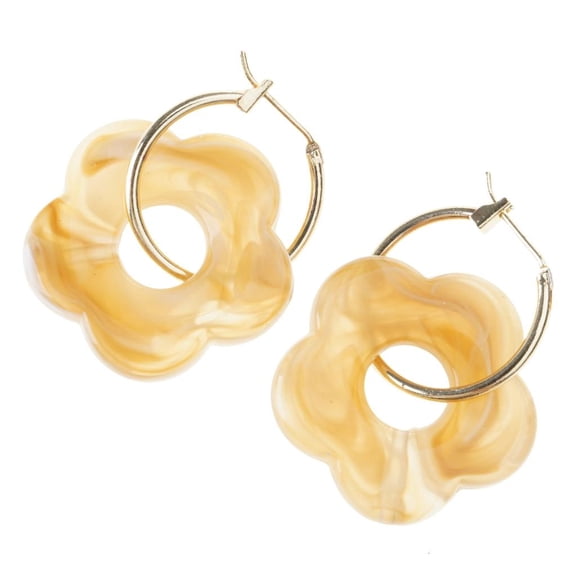 YongCo Gold Color Metal Vintage Acrylic Flower Hoop Earrings for Women Party Jewelry