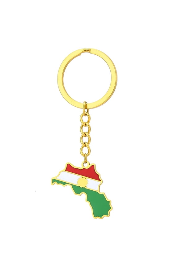 Gold/Silver Color Pendant Keychain Kurdistan Flag Shapes Key Rings Ethnic Style Maps Keyrings Personalized Accessory
