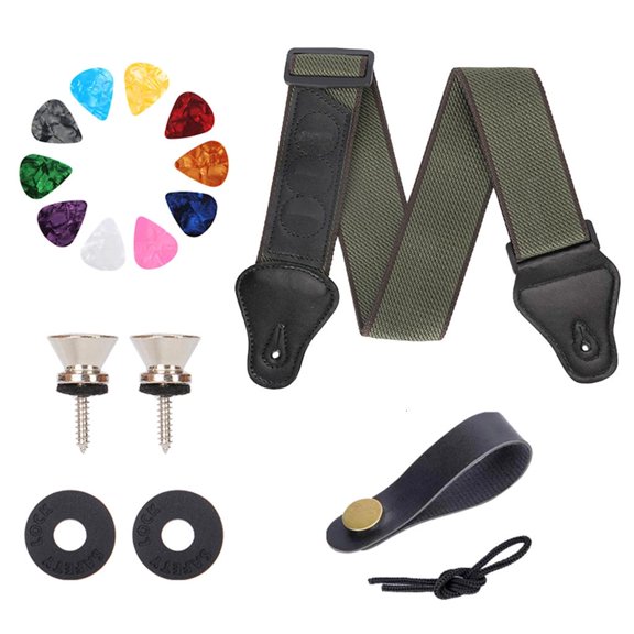 YongCo Guitar Strap with Random Color Picks Stylish Adjustable Cotton Guitar Strap