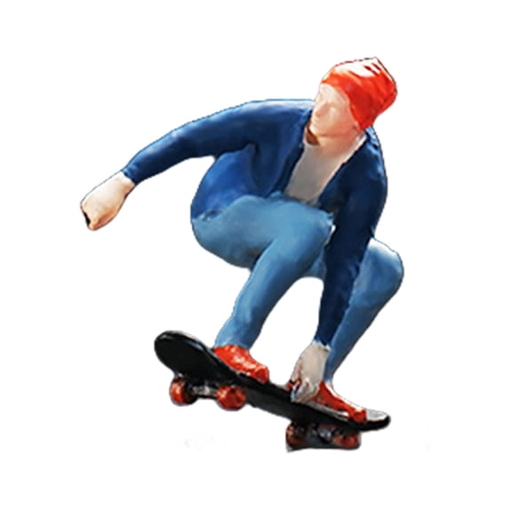 YongCo Handcrafted 1/64 Scale Skateboarder Figurine with Intricate Detailing for Miniature Landscape and Sand Tables Displays