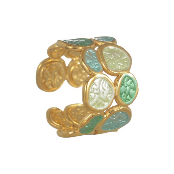 YongCo Handcrafted Open Circle Ring Two Tiers Irregular Shape Elegant Stainless Steel Accessory