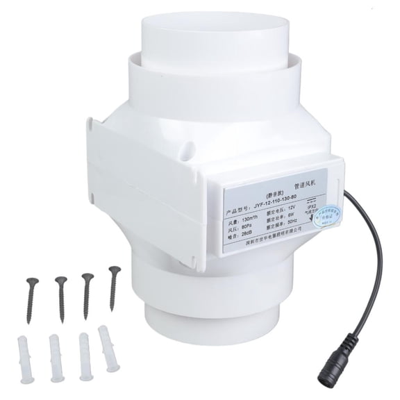 YongCo High Efficiency Duct Ventilation Fan Low 12V For House Kitchen, Air Exchange in Small Spaces