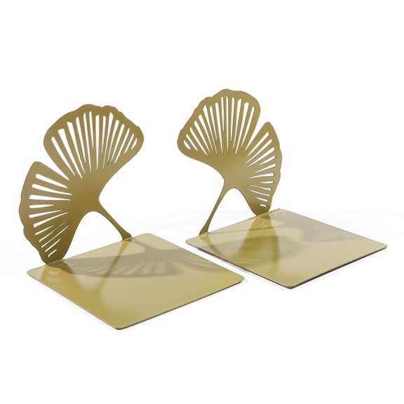 YongCo Hollowed Leaf Metal Bookends Heavy Duty Desk Book End Decorative Book Stoppers