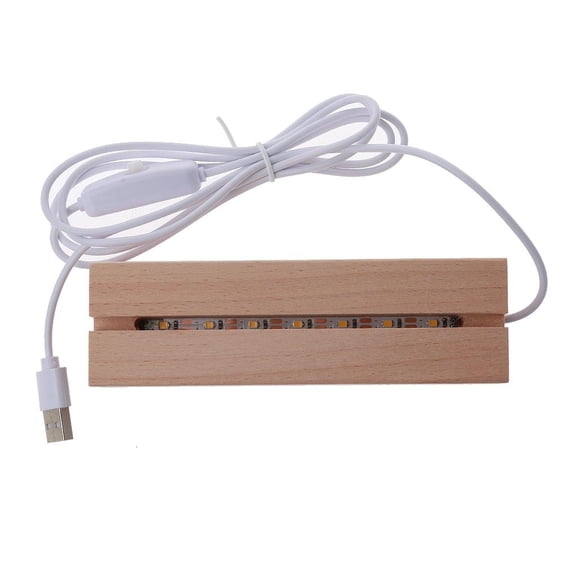 YongCo LED Luminous Base Night Light Rectangular Wooden Strike Piece Wood Lamp Crafts
