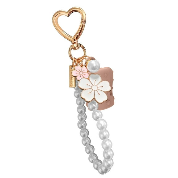 YongCo Pearls Embellished Lip Balm Holder Keychain Cover Easy Clip On Design Decorative Pendant Charm For Teens Youth