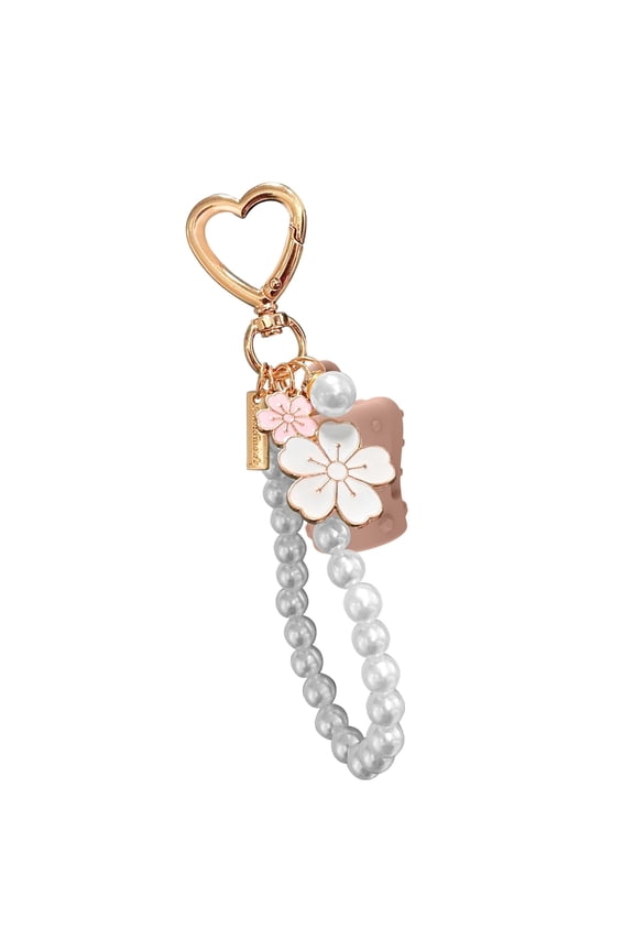 Pearls Embellished Lip Balm Holder Keychain Cover Easy Clip On Design Decorative Pendant Charm For Teens Youth