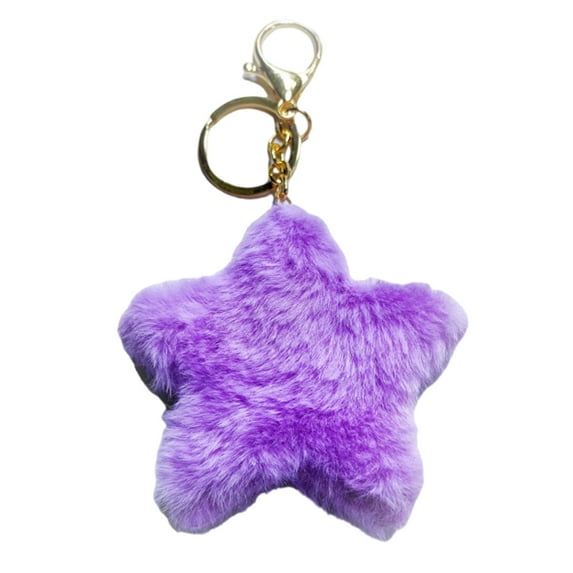 YongCo Plush Star Shaped Keyring Sturdy Key Chain Pendant for Everyday Convenience