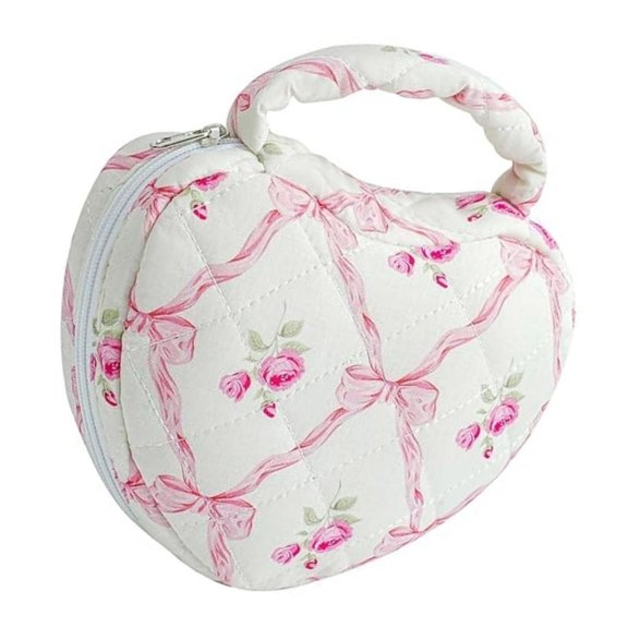YongCo Portable Travel Organizers Heart Pattern Cosmetic Case For Makeup Brushes And Accessories