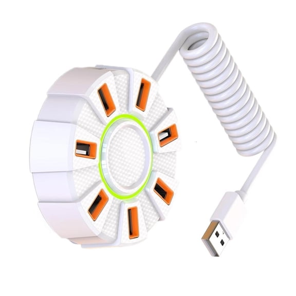YongCo Portable USB 2.0 Hubs 7 Port For Multiple Devices Builts In Rainbows Light Effects