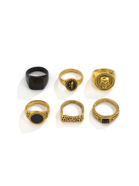 Punk Rings Hip Hop Vintage Geometric Set Unisex Couple Emo Trend Jewelry Ring