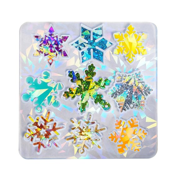 YongCo Rainbow Effects Snowflake Pendants Silicone Mold Holographic Christmas Decors