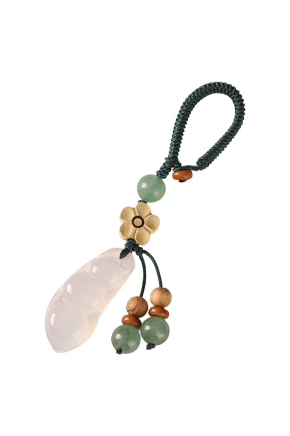 Refined Chalcedony Fortunes Bean Keychain Decoration For Keychains Or Car Hangings Ideal For Enhancing Daily Life