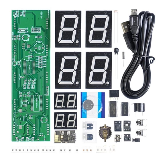 YongCo Remote Accessible 8 Digit Digital Tube Clock with ESP8266 Mutual 8 Digit Digital Tube Clock for Household &
