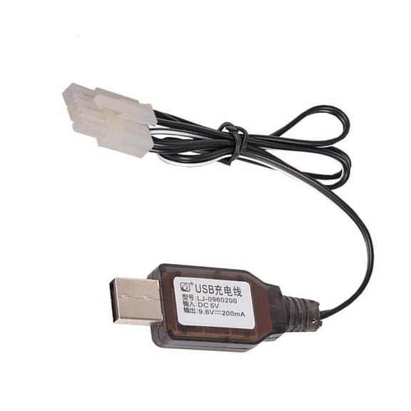 YongCo Remote Toy Battery Charger 9.6V 200mA USB Cable L6.2 3P Connectors Safe Charging