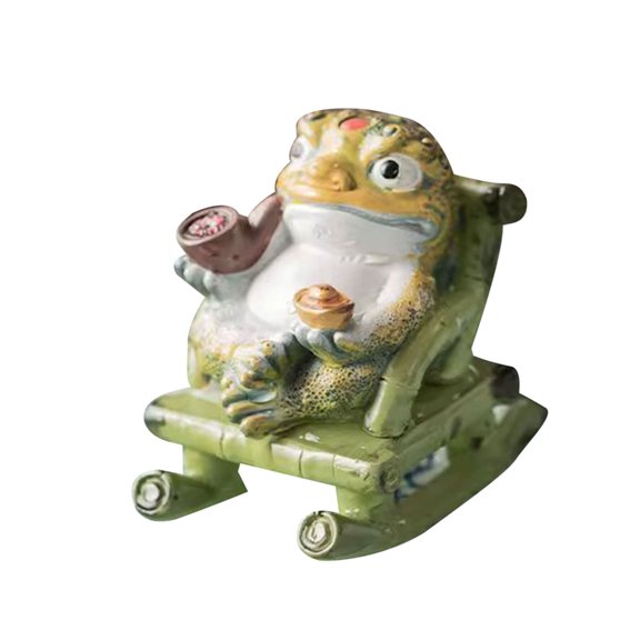 YongCo Rocking Chair Frogs Teas Pet Resins Figurine Desk Ornament For Meditations Space