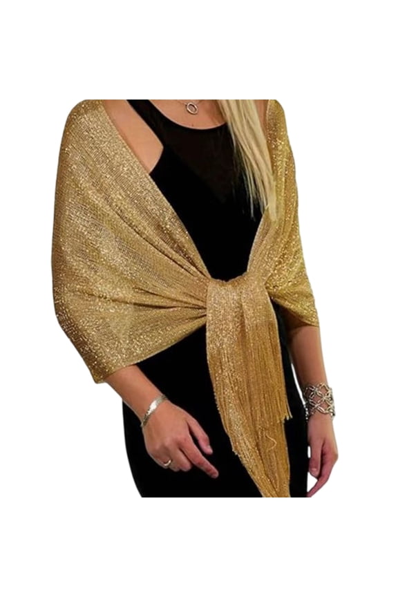 Silver Glittering Shoulder Wrap For Evening Dresses Women Festival Stole Bridal Wedding Party Formal Wear Shawl Wrap