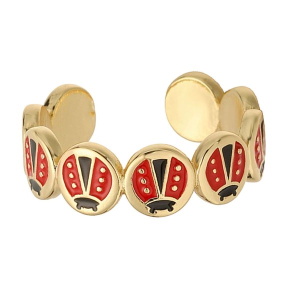 YongCo Six Star Ladybugs Inspired Adjustable Ring Artistic Enamel Detailing Trendy Handmade Jewelry Accessory Gift For Her