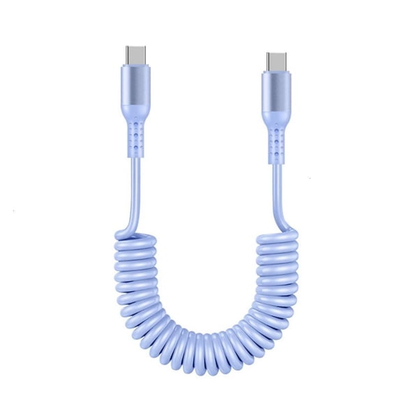 YongCo Spring Coiled Data Cable USB Type C Telescopic Charger Wire Line Adjustable Length up to 1.5m Support 6A Charging
