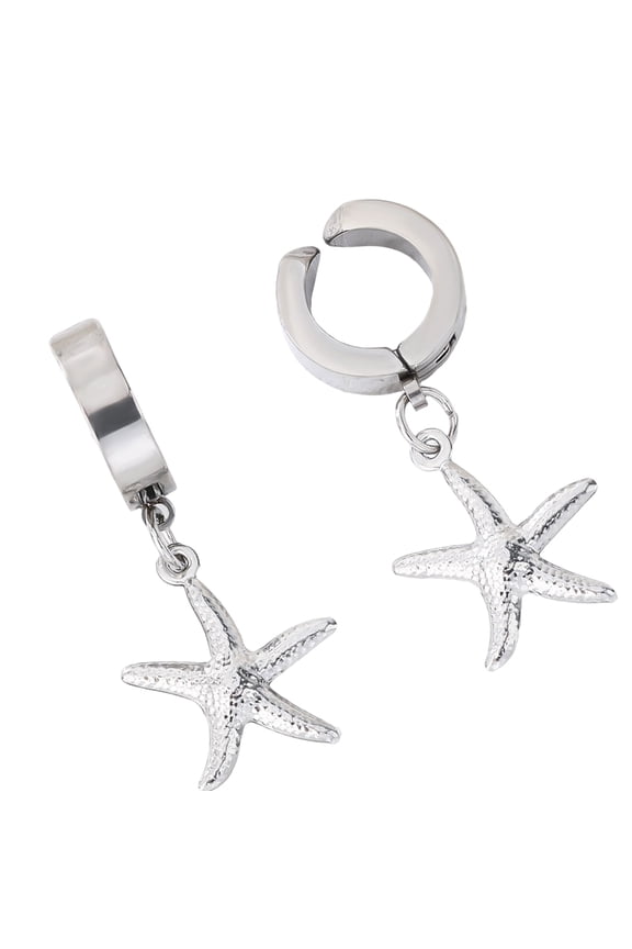 Stainless Steel Ear Clip with Shell/Starfish Accent for Sensitive Skin Comfort Hypoallergenically Party Jewelry