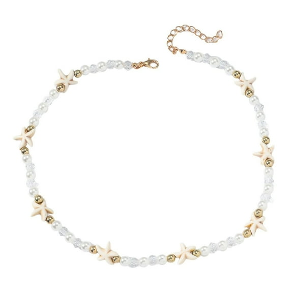 YongCo Starfishes Starfishes Necklace Adjustable Chain Necklace Beach Vacation Jewelry Beaded Pendant Necklace for Various Occa