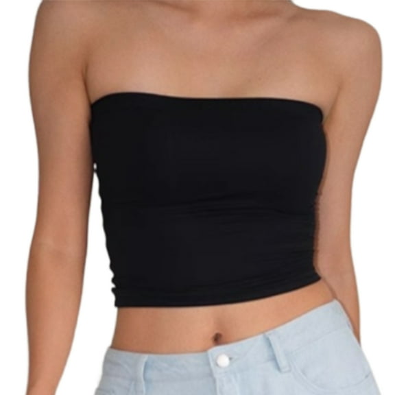 YongCo Strapless Crop Top Tube Tops Summer Going Out Tank Tops Backless Bandeau Top Bra