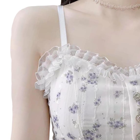 YongCo Strappy Lace Trimmed Camisole Top For Women Stretchy Nylon Fabric Padding Layering Piece Summer Wardrobe Essential