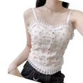 thumbnail image 1 of YongCo Strappy Lace Trimmed Camisole Top For Women Stretchy Nylon Fabric Padding Layering Piece Summer Wardrobe Essential, 1 of 19