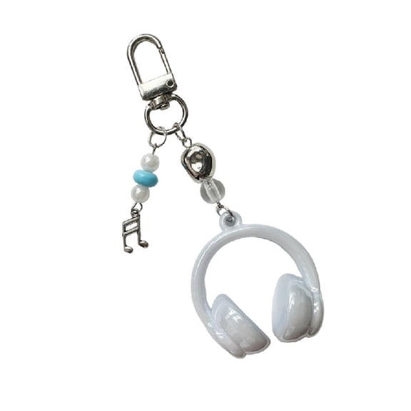 YongCo Trendy Gradient Earphone Keychain Fashionable Carabiner Clip for Music Lovers Personalize Alloy Acrylic Keyring