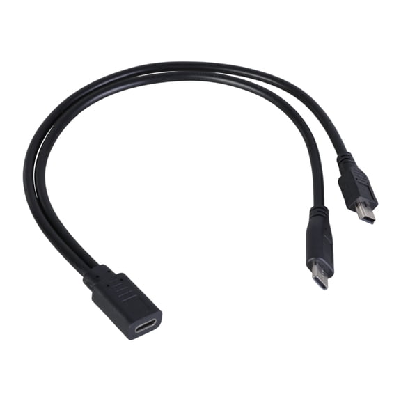 YongCo USB C Female to Mini USB+Type C Male Cable Power Adapter Supply Charger Cable