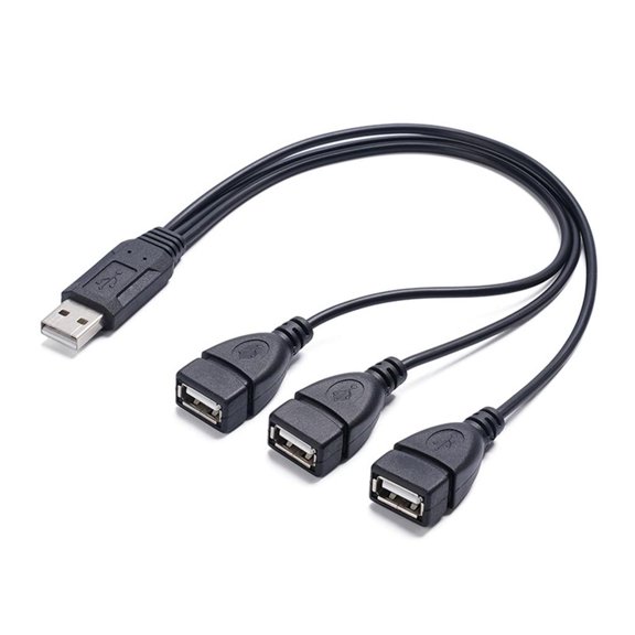 YongCo USB2.0 Male to Triple Female Splitter Cable with Data Transfer 5V3A for Data Transfer and Charging Simultaneously
