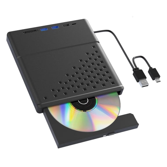 YongCo USB3.0 2.0 and Type C Portable CDs DVDs Burners Drive, Fast Speed Data Transfer External Opticals Drive for Desktop