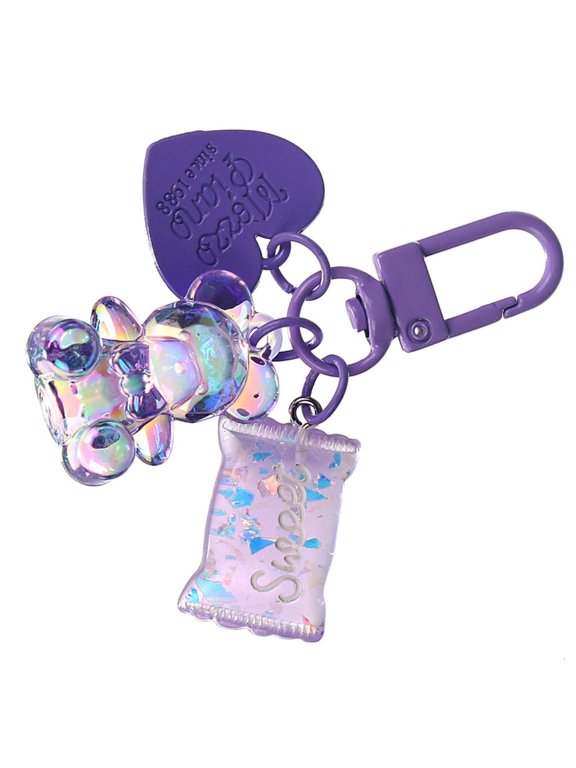 Vibrant Hear Bear Pendant Keychain Colorful Keychain Decoration Bag Decoration Stylish Keychain Bag Accessory