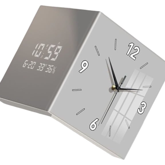 YongCo Wall Mounted Square Acrylic Corner Clock with Double Sided Display Aesthetic Quiet Digital Wall Hanging Clock Decoration