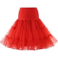 thumbnail image 1 of YongCo Women 50s Vintage Tulle Petticoat Bright Solid Color Mesh Hoopless Half Slip Underskirt Knee Length Crinoline Tutu Skirt, 1 of 21