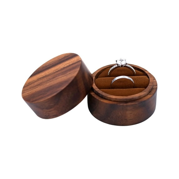 YongCo Wood Jewelry Box Rings Display Case Jewellery Organiser Storage Chest For Proposal Engagement Wedding Rings Display Case