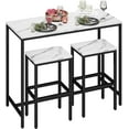 thumbnail image 1 of Yongchuang 3 Piece Bar Table Set, Bar Table and Chairs Set of 2, Modern Counter Height Table with 2 Stools for Kitchen, Dining Room, Living Room Breakfast Table White Faux Marble Wood Top, 1 of 7