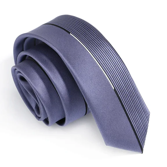 Yongchuantie 2.36'' Slim Ties for Men 6cm Skinny Necktie Grey Modern Symmetrical Placement Printing Gray with Black White Striped Line Aligned Patterns