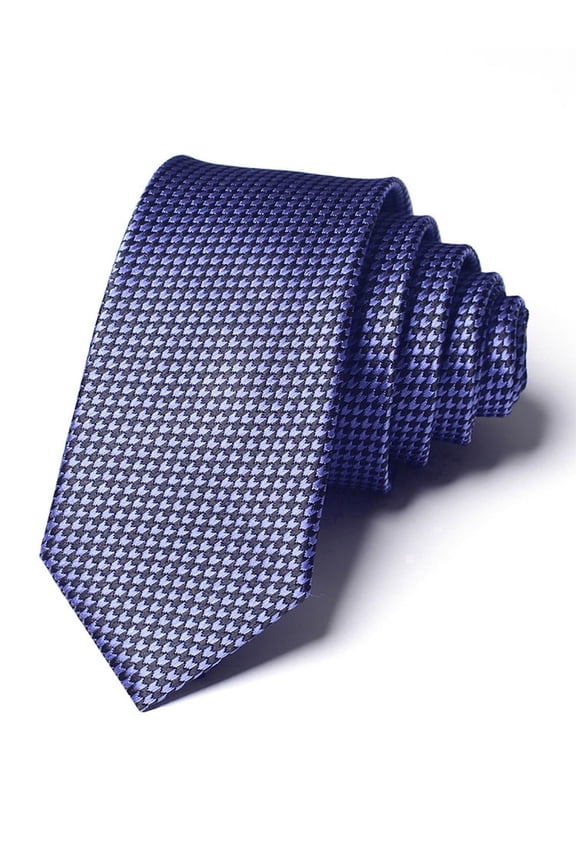 2.36" High-quality Men's Skinny Necktie Blue Thousand Bird Grid Pattern Business Banquet 6CM Slim Tie