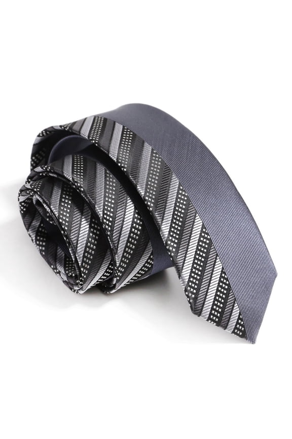 2.36" High-quality Men's Skinny Necktie Dark Gray Symmetrical Light Gray Stripe Pattern Business Banquet 6CM Slim Tie