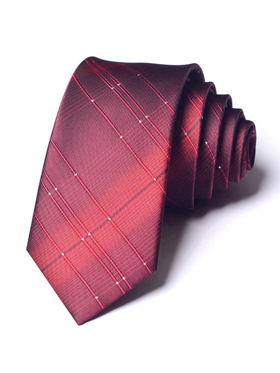 2.36" High-quality Men's Skinny Necktie Red Grid Gradient Pattern Business Banquet 6CM Slim Tie