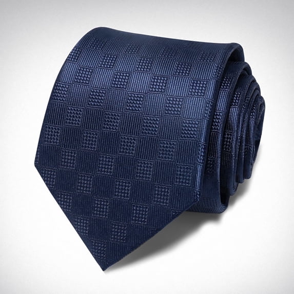 Yongchuantie 3.15" High-quality Men's Necktie Deep Blue Checkered Pattern Business Banquet 8CM Wide Tie