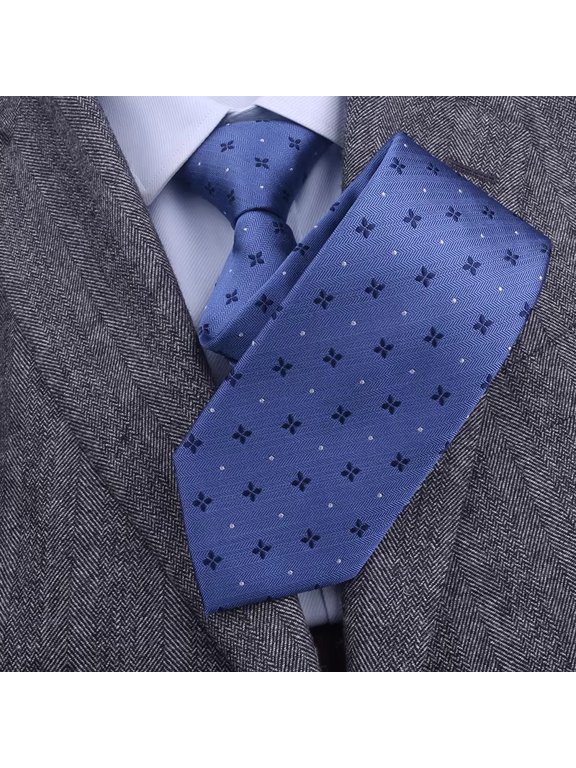 3.15-inch Men's High-quality 100% Silk Tie With Blue Tiny Spot Pattern for Formal Business Banquets 8CM Wide Tie