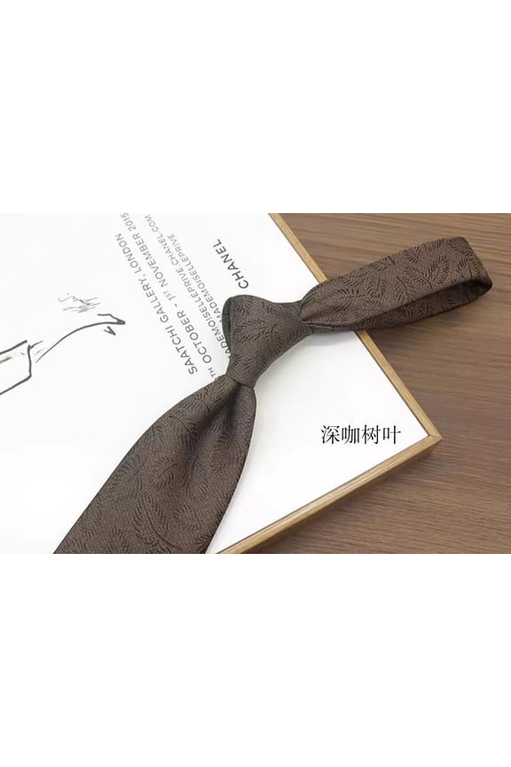 3.15-inch Men's High-quality Dark Brown Leaf Pattern Formal Business Banquet Tie