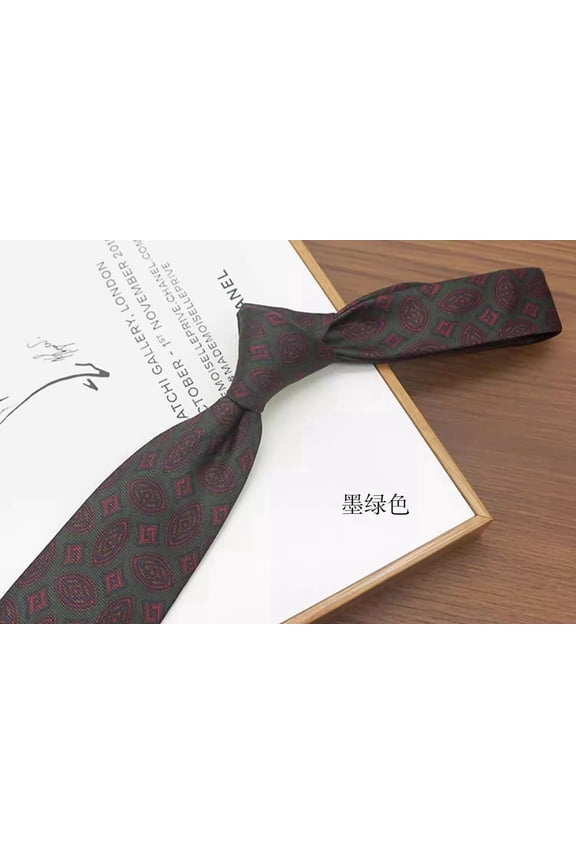 3.15-inch Men's High-quality Dark Green Geometric Pattern Formal Business Banquet Tie