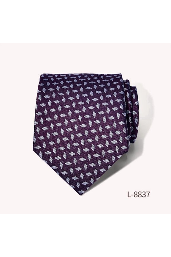 3.15-inch Men's High-quality Deep Purple Gray Geometric Pattern Formal Business Banquet 8CM Wide Tie