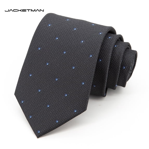 Yongchuantie 3.15-inch Men's Tie Dark Gray Grid With Blue Dots Pattern ...